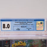 CRASH BANDICOOT: WARPED - CGC GRADED 8.0 A+! NEW & Factory Sealed! (PS1 PlayStation 1)