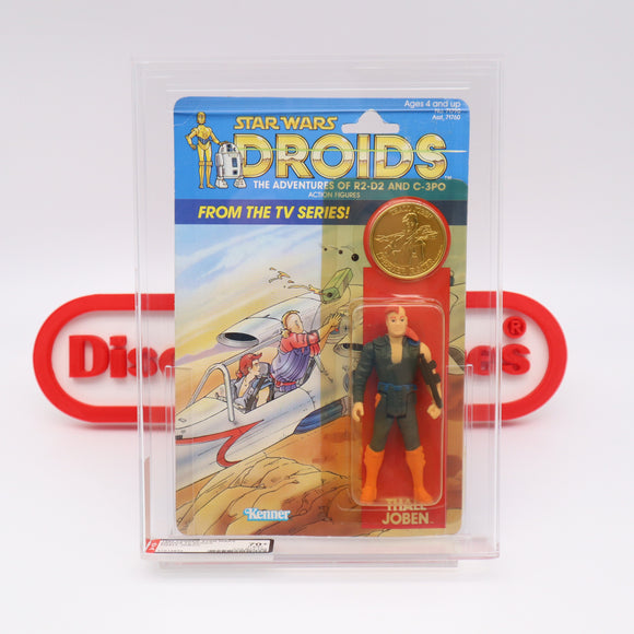 THALL JOBEN with COLLECTOR'S COIN! AFA GRADED 70+ Y-EX+ 12 BACK - NEW Authentic & Factory Sealed! (MOC Vintage Star Wars DROIDS)