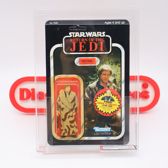 HAN SOLO (IN TRENCH COAT) - AFA GRADED 75 Y-EX+/NM 77 BACK - NEW Authentic & Factory Sealed! (MOC Vintage Star Wars Figure)