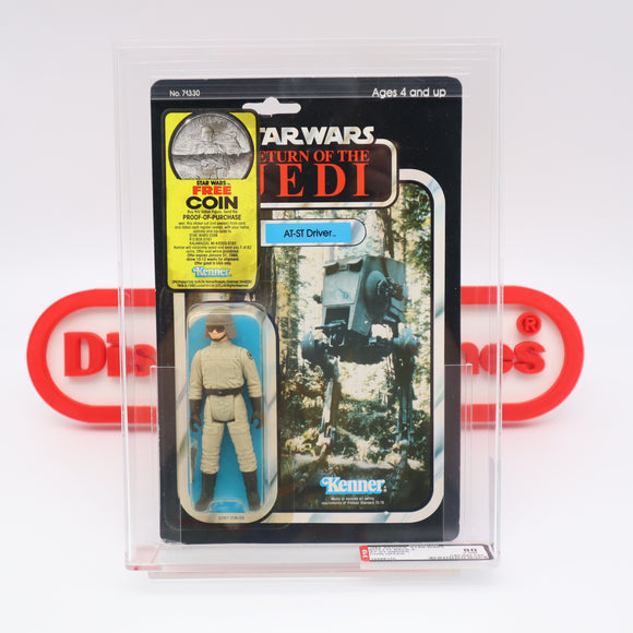 AT-ST DRIVER with COIN OFFER - AFA GRADED 80 Y-NM 77 BACK - NEW Authentic & Factory Sealed! (MOC Vintage Star Wars Figure)