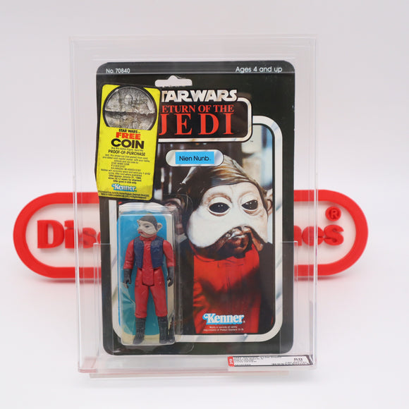 NIEN NUNB WITH COIN OFFER (POP 1, HIGHEST!) - CAS GRADED 80 Y-NM 65 BACK - NEW Authentic & Factory Sealed! (MOC Vintage Star Wars Figure)