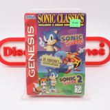 SONIC CLASSICS (SONIC THE HEDGEHOG 1 2 & ROBOTNIK) - NEW & Factory Sealed with Authentic 3-Sided Seam! (Sega Genesis)