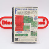 FIFA INTERNATIONAL SOCCER - THICK CLAMSHELL EA LIMITED EDITION 1ST ROUND STICKER & 4-WAY PLAY STICKER! NEW & Factory Sealed with Authentic V-Overlap Seam! (Sega Genesis)