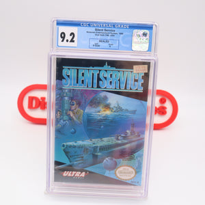 SILENT SERVICE - CGC GRADED 9.2 A! NEW & Factory Sealed with Authentic H-Seam! (NES Nintendo)