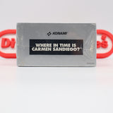 KONAMI: WHERE IN TIME IS CARMEN SANDIEGO? + SPECIAL PROTECTIVE CASE! NEW & Factory Sealed with Authentic 3-Sided Seam! (NES Nintendo)