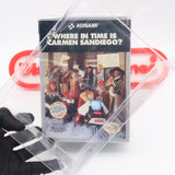 KONAMI: WHERE IN TIME IS CARMEN SANDIEGO? + SPECIAL PROTECTIVE CASE! NEW & Factory Sealed with Authentic 3-Sided Seam! (NES Nintendo)