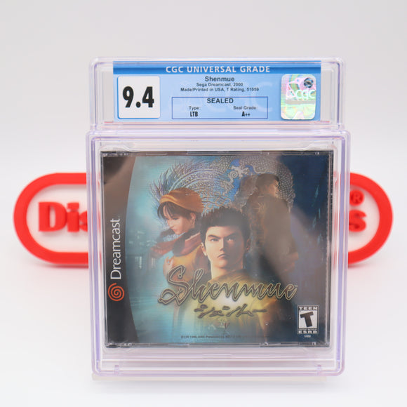 SHENMUE - CGC GRADED 9.4 A++! NEW & Factory Sealed! (Sega Dreamcast)