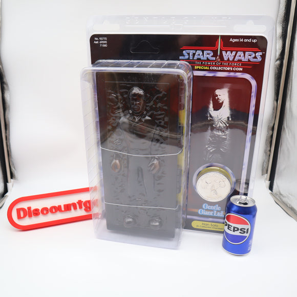 GENTLE GIANTS - HUGE JUMBO CARDED STAR WARS FIGURE - HAN SOLO IN CARBONITE CHAMBER WITH PROTECTIVE CASE! COLLECTIBLE TOY - NEW Authentic & Factory Sealed!