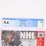 NHL BREAKAWAY 98 1998 HOCKEY - CGC GRADED 9.4 A++! NEW & Factory Sealed! (Nintendo 64 N64)