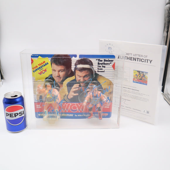AUTOGRAPHED WCW THE STEINER BROTHERS TAG TEAM FIGURES - 1990 GALOOB - AFA GRADED 80 NM NEW Authentic & Factory Sealed! BECKETT AUTHENTICATED!