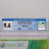 DUKE NUKEM: FOREVER - CGC GRADED 9.6 A+! NEW & Factory Sealed! (XBox 360)