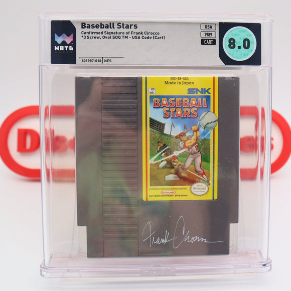 BASEBALL STARS - AUTOGRAPHED BY FRANK CIROCCO (Cover Artist) - WATA GRADED 8.0 CARTRIDGE! (NES Nintendo)