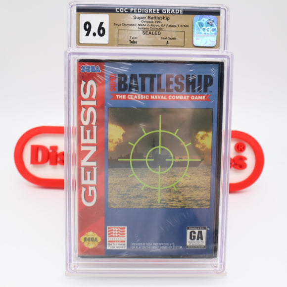 SUPER BATTLESHIP - CLAMSHELL EARLY VERSION! CGC PEDIGREE GRADED 9.6 A! NEW & Factory Sealed! (Sega Genesis)