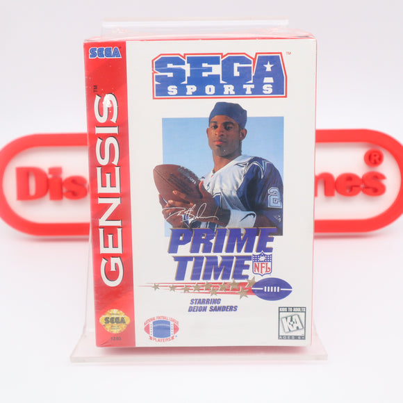 PRIME TIME NFL FOOTBALL STARRING DEION SANDERS - NEW & Factory Sealed with Authentic V-Overlap Seam! (Sega Genesis)