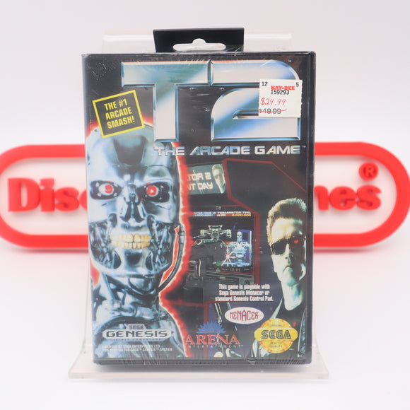 T2 TERMINATOR 2: THE ARCADE GAME - NEW & Factory Sealed Clamshell with Authentic V-Overlap Seam! (Sega Genesis)