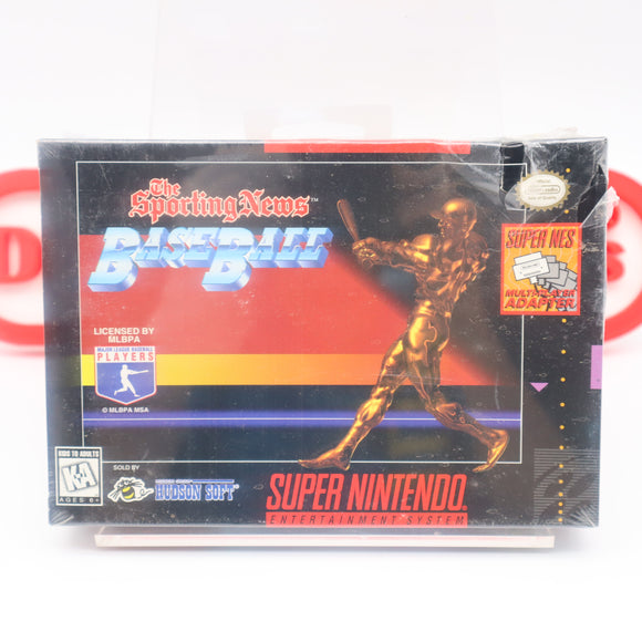 THE SPORTING NEWS BASEBALL - NEW & Factory Sealed with Authentic V-Seam! (SNES Super Nintendo)