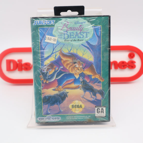 DISNEY'S BEAUTY AND THE BEAST: ROAR OF THE BEAST - NEW & Factory Sealed with Authentic Tube Seam! (Sega Genesis)