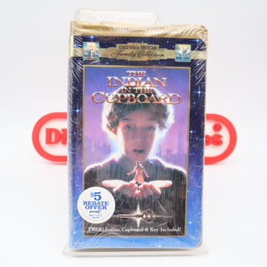 THE INDIAN IN THE CUPBOARD with TOY FIGURE & KEY! NEW & Factory Sealed with Authentic V-Overlap Seam! (VHS)