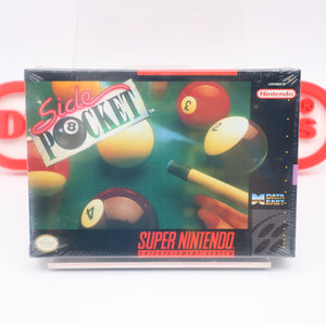 SIDE POCKET POOL / BILLIARDS - NEW & Factory Sealed with Authentic V-Seam! (SNES Super Nintendo)