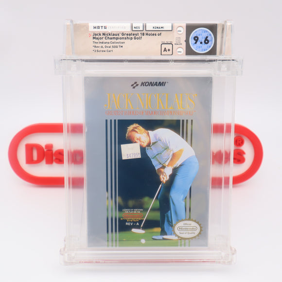 JACK NICKLAUS' GREATEST 18 HOLES OF MAJOR CHAMPIONSHIP GOLF - WATA GRADED 9.6 A+! NEW & Factory Sealed with Authentic H-Seam! (NES Nintendo)
