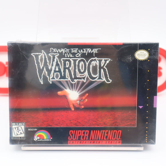BEWARE THE ULTIMATE EVIL OF WARLOCK - NEW & Factory Sealed with Authentic V-Seam! (SNES Super Nintendo)