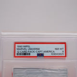 1990 IMPEL MARVEL UNIVERSE 12-CARD SEALED PACK: CAPTAIN AMERICA COVER - GRADED PSA NM-MT 8