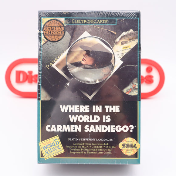 WHERE IN THE WORLD IS CARMAN SANDIEGO - BIG BOX - NEW & Factory Sealed! (Sega Genesis)