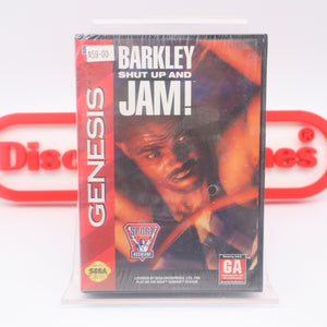 CHARLES BARKLEY: SHUT UP AND JAM! BASKETBALL - NEW & Factory Sealed Clamshell Version with Authentic 3-Sided Seam! (Sega Genesis)