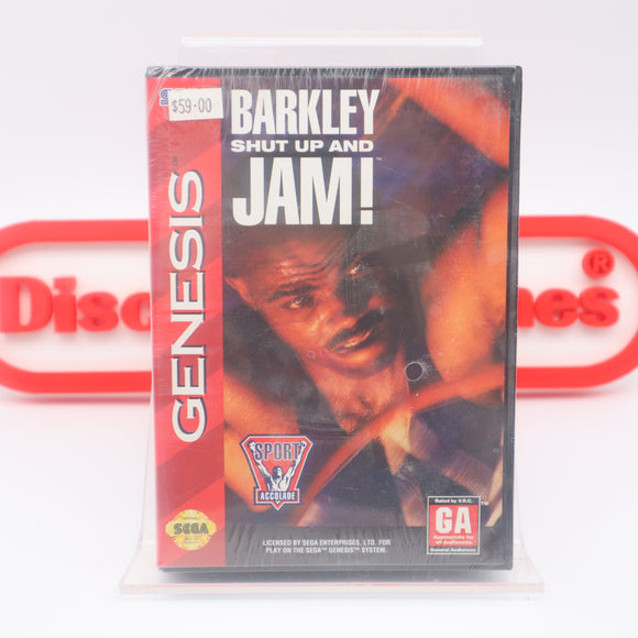 CHARLES BARKLEY: SHUT UP AND JAM! BASKETBALL - NEW & Factory Sealed Clamshell Version with Authentic 3-Sided Seam! (Sega Genesis)