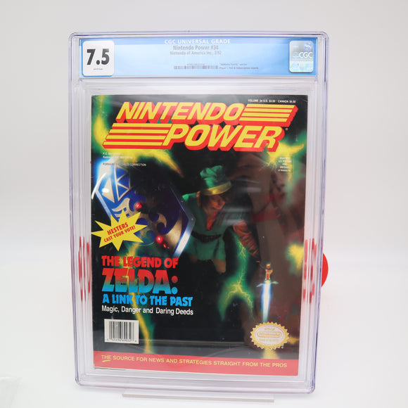 NINTENDO POWER #34 - LEGEND OF ZELDA COVER - CGC GRADED 7.5