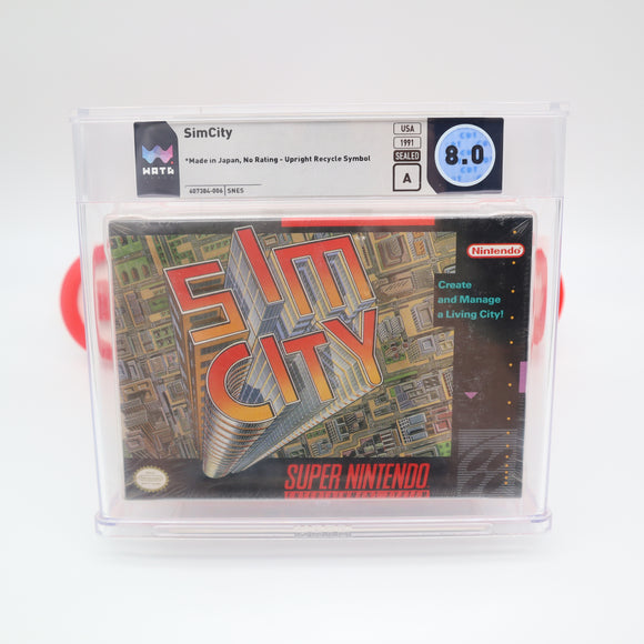SIM CITY - WATA GRADED 8.0 A! NEW & Factory Sealed! (SNES Super Nintendo)