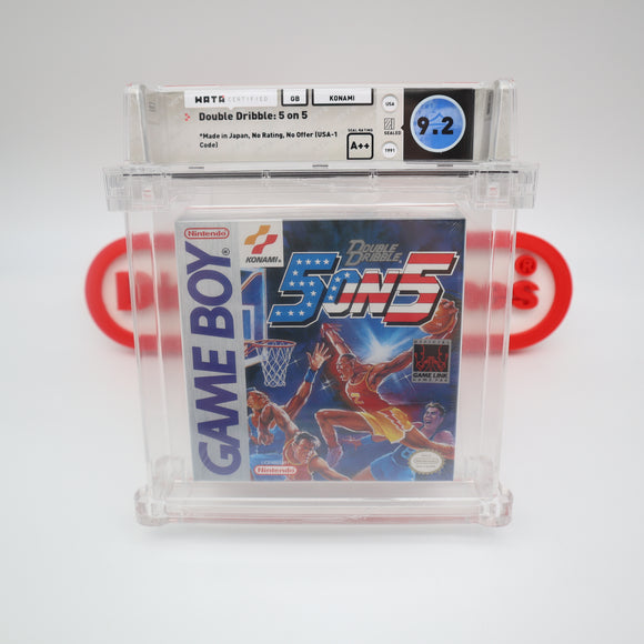 DOUBLE DRIBBLE: 5 ON 5 BASKETBALL - WATA GRADED 9.2 A++! NEW & Factory Sealed with Authentic H-Seam! (Game Boy Original)