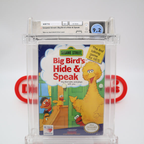 SESAME STREET: BIG BIRD'S HIDE & AND SPEAK - WATA GRADED 9.2 A! NEW & Factory Sealed with Authentic H-Seam! (NES Nintendo)