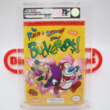 THE REN & STIMPY SHOW BUCKEROOS - VGA GRADED 75+ EX+/NM SILVER! NEW & Factory Sealed with Authentic H-Seam! (NES Nintendo)