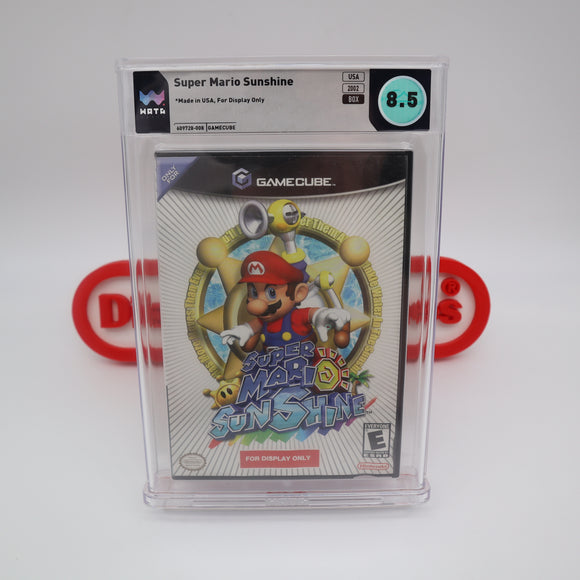 SUPER MARIO SUNSHINE FDO / FOR DISPLAY ONLY BOX / STORE DISPLAY! WATA GRADED 8.5! (Nintendo GameCube)
