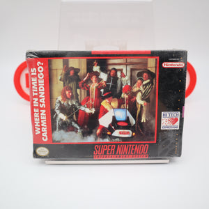 WHERE IN TIME IS CARMEN SANDIEGO? NEW & Factory Sealed with Authentic V-Seam! (SNES Super Nintendo)