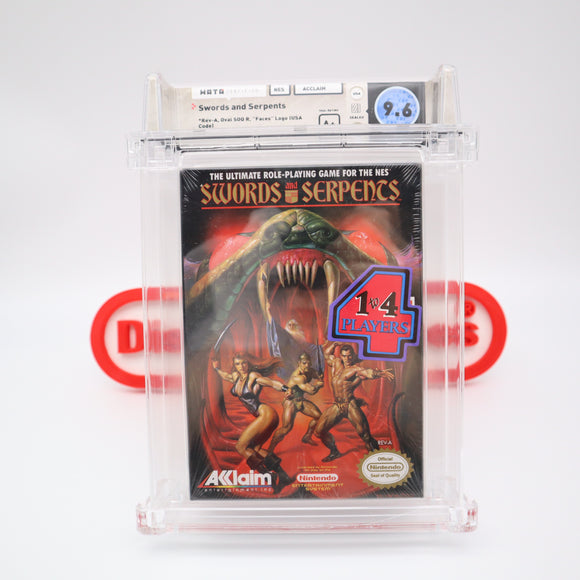 SWORDS AND & SERPENTS - WATA GRADED 9.6 A+! NEW & Factory Sealed with Authentic H-Seam! (NES Nintendo)