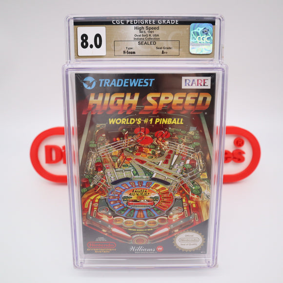 HIGH SPEED PINBALL - CGC PEDIGREE GRADED 8.0 A++! NEW & Factory Sealed with Authentic H-Seam! (NES Nintendo)
