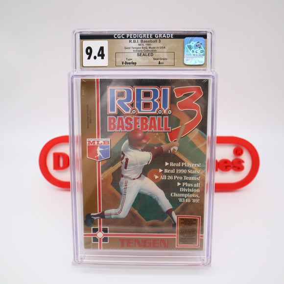 R.B.I. BASEBALL 3 / RBI III - CGC PEDIGREE GRADED 9.4 A++! NEW & Factory Sealed with Authentic V-Overlap Seam! (NES Nintendo)