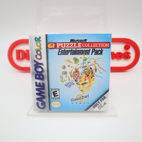 MICOSOFT 6 IN 1 PUZZLE COLLECTION ENTERTAINMENT PACK - CASE FRESH!! NEW & Factory Sealed with Authentic H-Seam! (Game Boy Color)