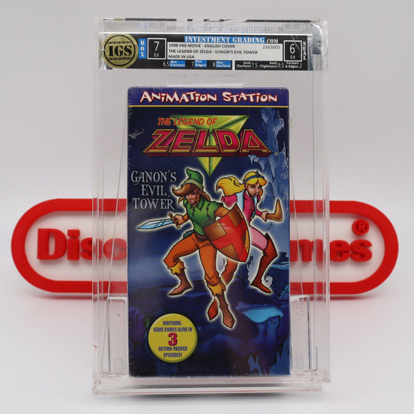 THE LEGEND OF ZELDA: GANON'S EVIL TOWER - IGS GRADED 7 BOX & 6 SEAL! NEW & Factory Sealed with Authentic H-Overlap Seam! (VHS)
