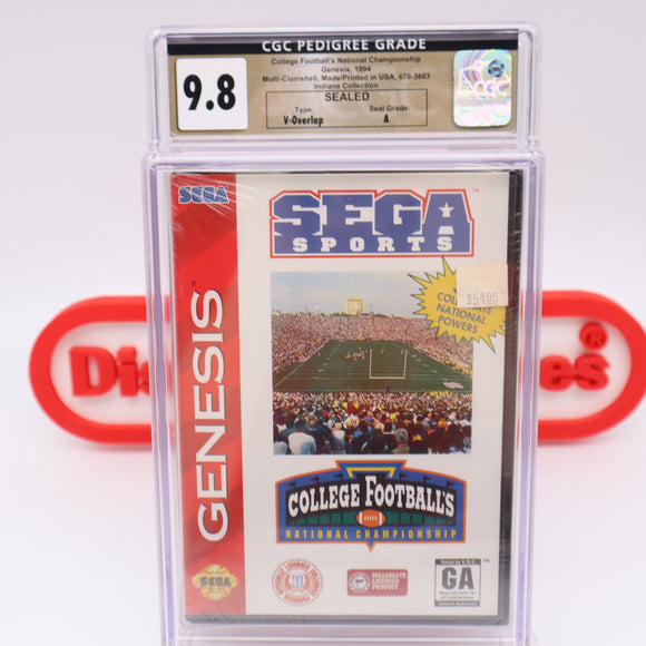 COLLEGE FOOTBALL'S NATIONAL CHAMPIONSHIP - CLAMSHELL CASE! CGC PEDIGREE GRADED 9.8 A! NEW & Factory Sealed! (Sega Genesis)