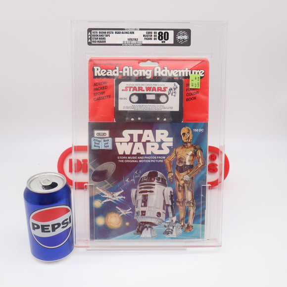 STAR WARS: READ-ALONG ADVENTURE (RED HEADER) - 1979 STORY BOOK & CASSETTE TAPE - AFA GRADED 80 NM - NEW Authentic & Factory Sealed!
