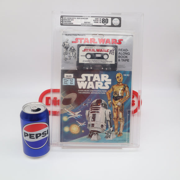 STAR WARS: READ-ALONG ADVENTURE (SILVER HEADER) - 1979 STORY BOOK & CASSETTE TAPE - AFA GRADED 80 NM - NEW Authentic & Factory Sealed!