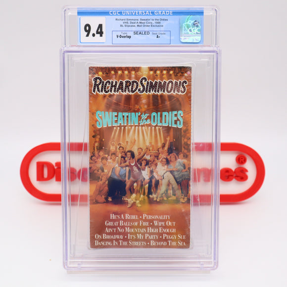 RICHARD SIMMONS: SWEATIN' TO THE OLDIES - CGC GRADED 9.4 A+! NEW & Factory Sealed with Authentic V-Overlap Seam! (VHS)