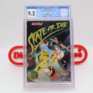 SKATE OR DIE - ROUD SEAL OF QUALITY/EARLY PRINT! CGC GRADED 9.2 A+! NEW & Factory Sealed with Authentic H-Seam! (NES Nintendo)
