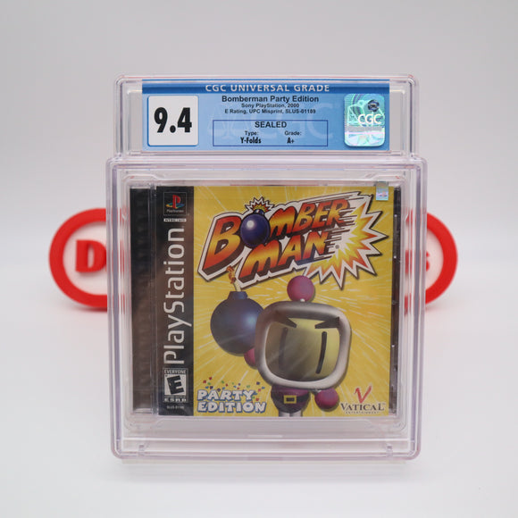 BOMBER MAN / BOMBERMAN: PARTY EDITION - CGC GRADED 9.4 A+! NEW & Factory Sealed! (PS1 PlayStation 1) - MISPRINT VERSION