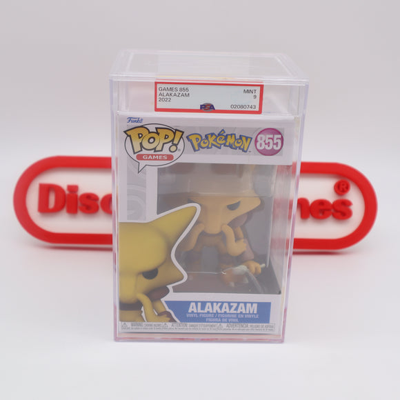POKEMON ALAKAZAM #855 - PSA GRADED 9 MINT! NEW Authentic & Factory Sealed! (Funko POP!)