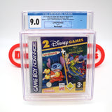 2-IN-1 DISNEY GAMES: LILO & STICH 3 + PETER PAN RETURN TO NEVER LAND - CGC GRADED 9.0 NO SEAL! NEW & Unopened! (Game Boy Advance GBA)