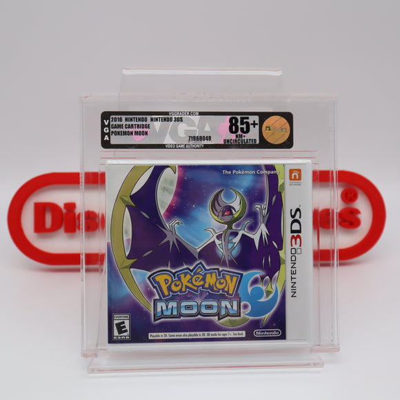 POKEMON MOON - UNCIRCULATED - VGA GRADED 85+ NM+ GOLD! NEW & Factory Sealed! (Nintendo 3DS)
